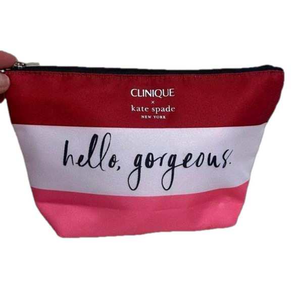 kate spade Handbags - Clinique x Kate Spade “Hello Gorgeous” Red Pink Cosmetic Pouch NWOT